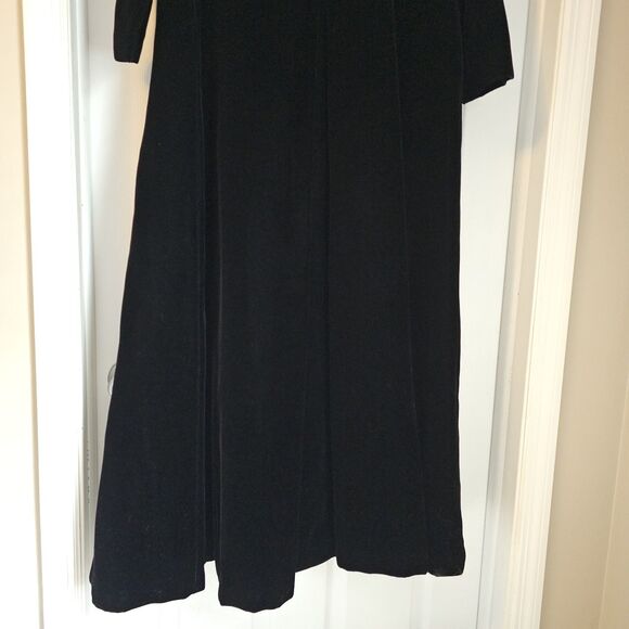 Candi Wrap Vintage 70s Lined Black Velvet Maxi Opera Coat USA Whimsigoth Goth S - Picture 7 of 12